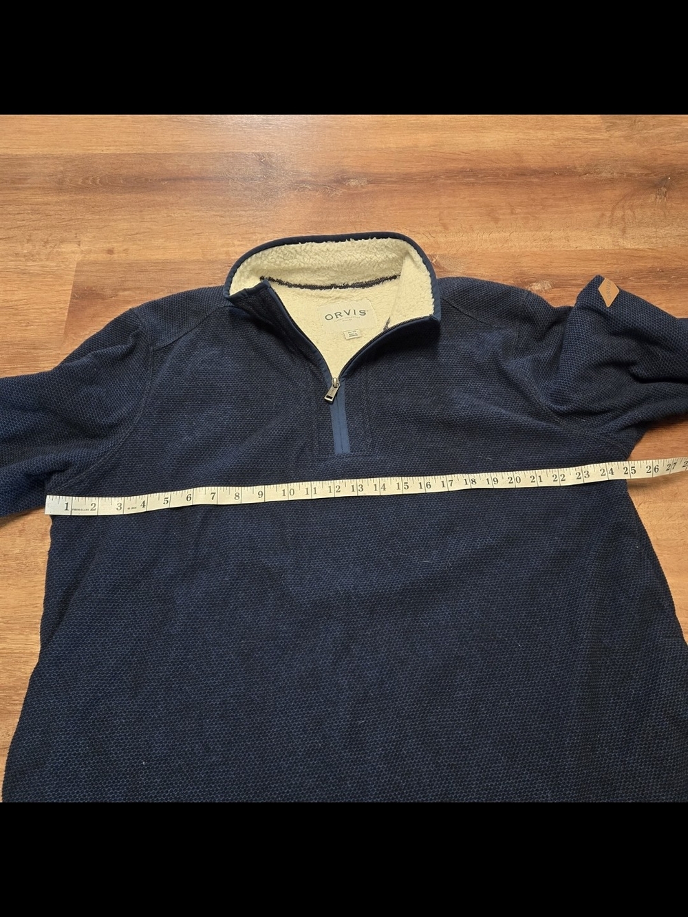 Orvis Men's Navy Half-Zip Sherpa Lined Sweater Extra Large - Picture 6 of 8